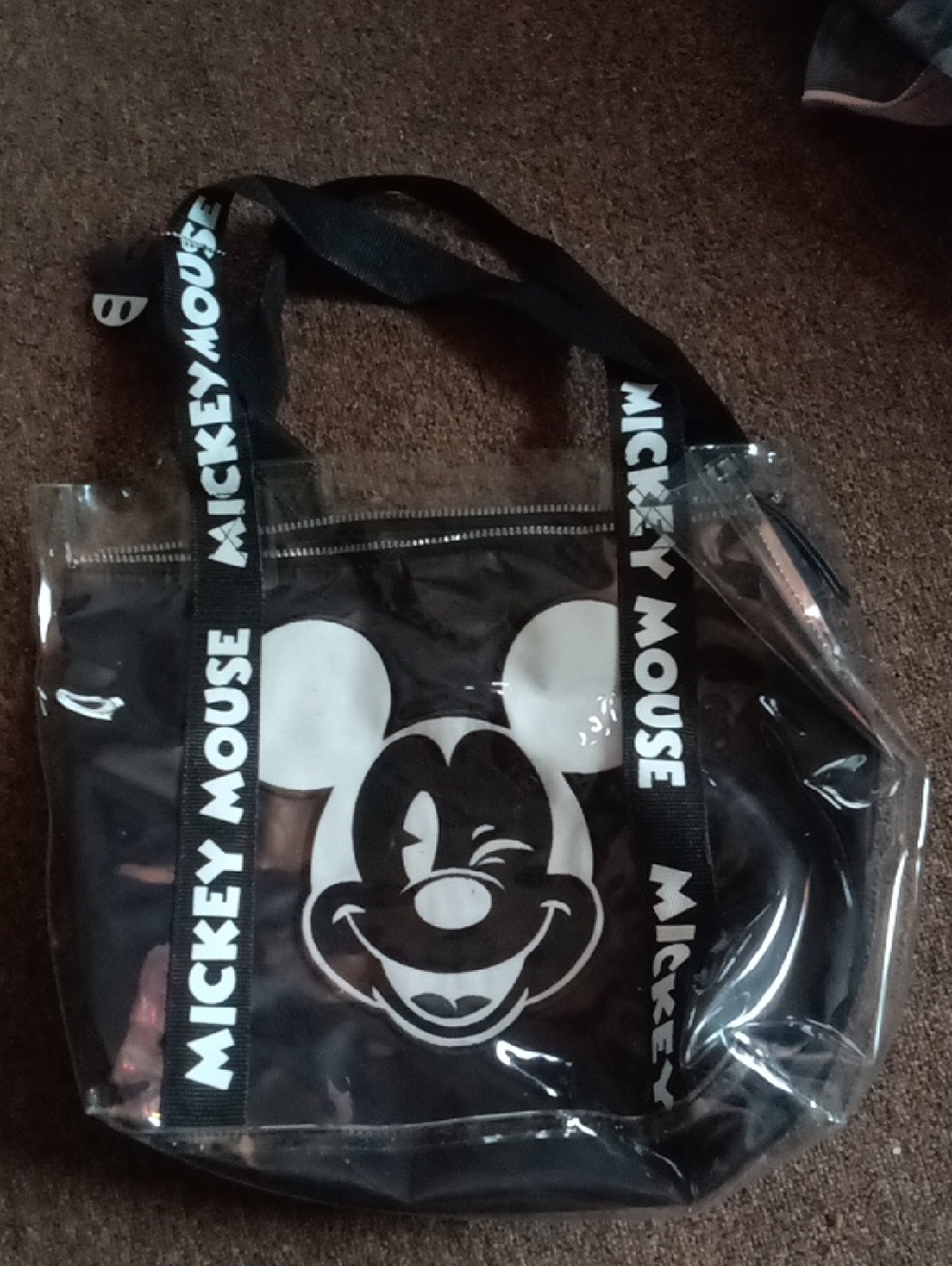 Mickey Mouse Clear Tote Bag with Black Insert